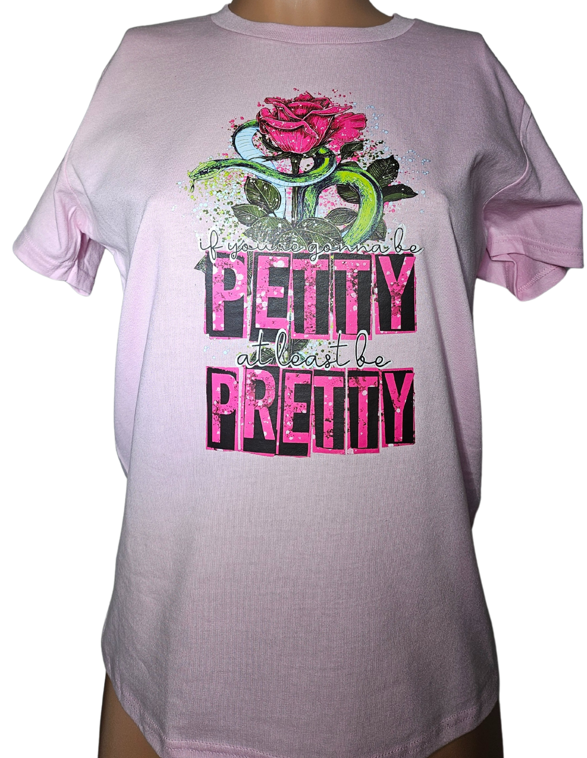 Petty But Pretty Shirt – Pink Rose & Snake Graphic Tee – Funny Women’s T-Shirt – Sass & Style Shirt – Pretty Petty Vibes