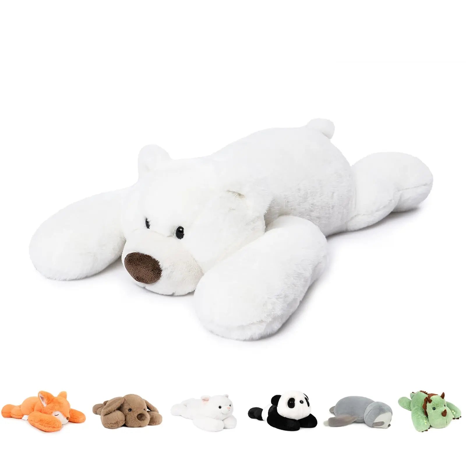 Niuniu Daddy 20" | 3.3 Pound Polar White Bear Weighted Stuffed Animals Large Plush Toy Pillow with Fluffy Fur for Kids Adults