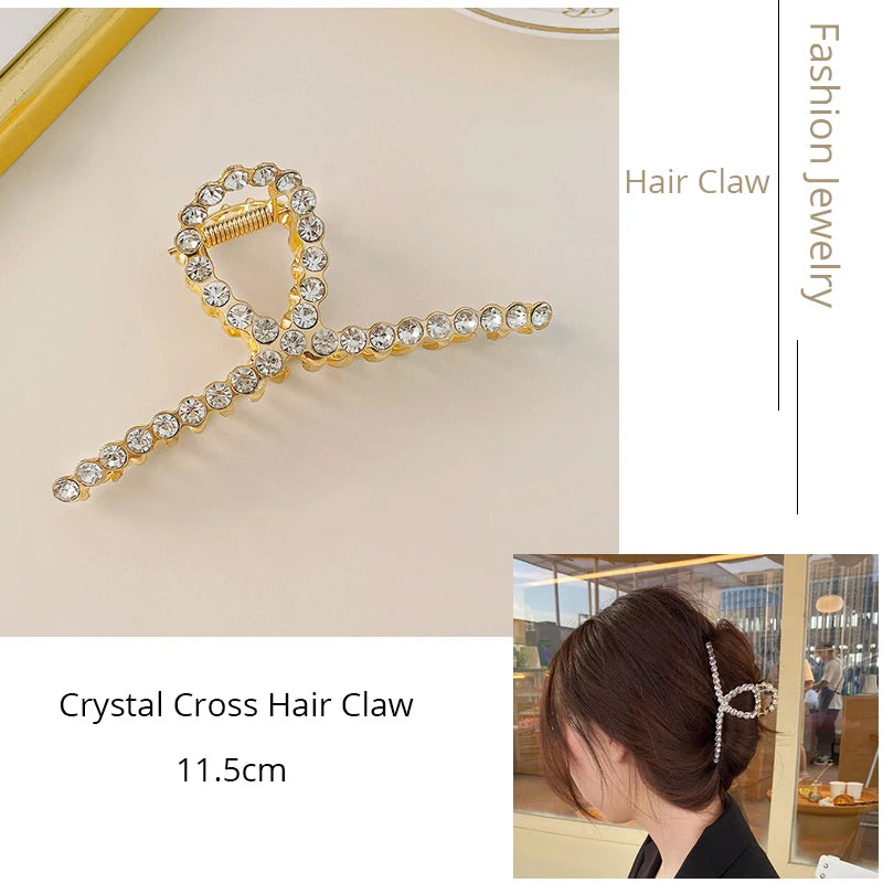 Korean Metal Geometric Hair Claw Barrettes Elegant Hair Clip Crab for Women Hollow Out Hairpin Headwear Girl Hair Accessories