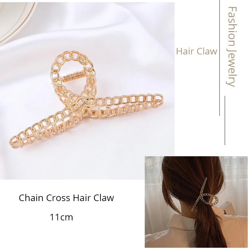 Korean Metal Geometric Hair Claw Barrettes Elegant Hair Clip Crab for Women Hollow Out Hairpin Headwear Girl Hair Accessories