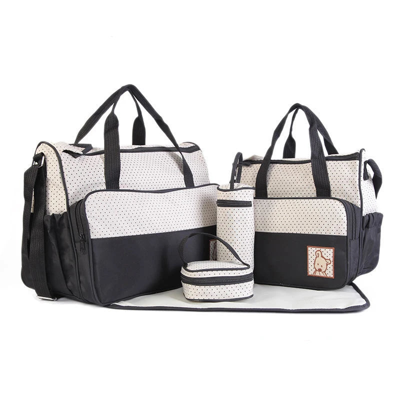 Mom Bag Five-piece One-shoulder Large Capacity Bag Mom Baby Multi-function Waterproof Outdoor Travel Diaper Bags For Baby Care