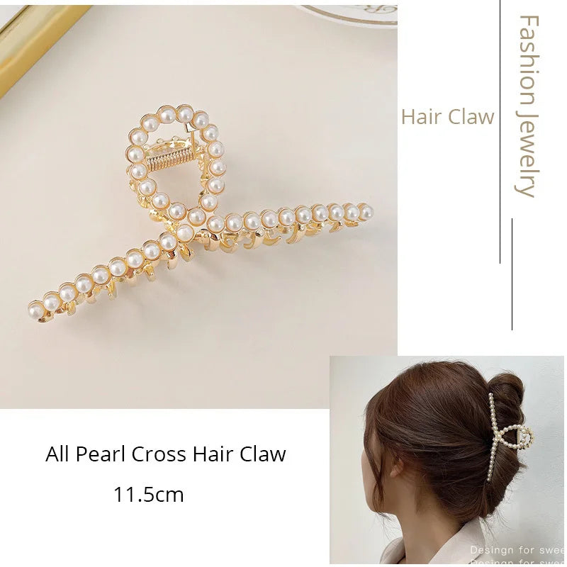Korean Metal Geometric Hair Claw Barrettes Elegant Hair Clip Crab for Women Hollow Out Hairpin Headwear Girl Hair Accessories