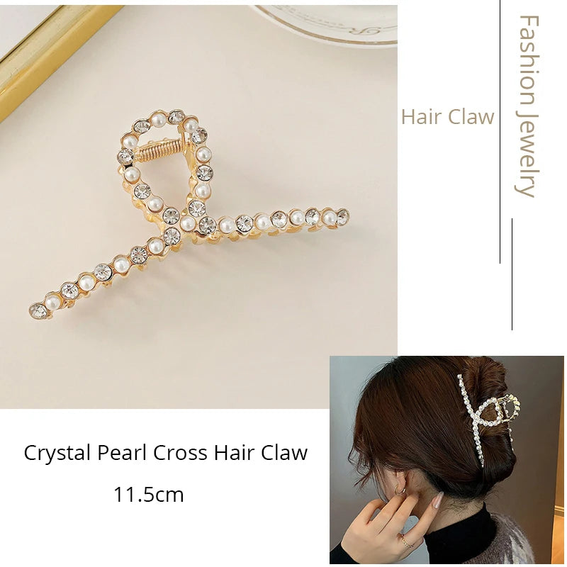 Korean Metal Geometric Hair Claw Barrettes Elegant Hair Clip Crab for Women Hollow Out Hairpin Headwear Girl Hair Accessories