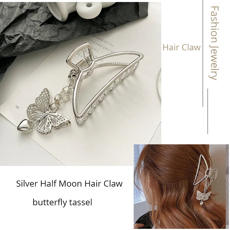 Korean Metal Geometric Hair Claw Barrettes Elegant Hair Clip Crab for Women Hollow Out Hairpin Headwear Girl Hair Accessories