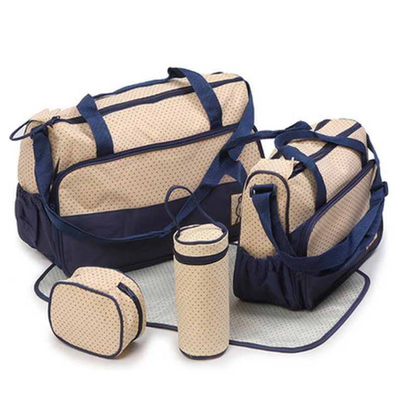 Mom Bag Five-piece One-shoulder Large Capacity Bag Mom Baby Multi-function Waterproof Outdoor Travel Diaper Bags For Baby Care