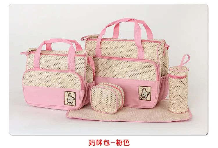 Mom Bag Five-piece One-shoulder Large Capacity Bag Mom Baby Multi-function Waterproof Outdoor Travel Diaper Bags For Baby Care