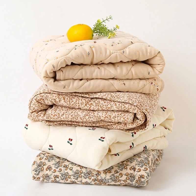 New Autumn Winter Warm Baby Blanket Soft Cotton Cherry Printed Children Quilt Nap Blanket Newborn Swaddle Wrap Bedding