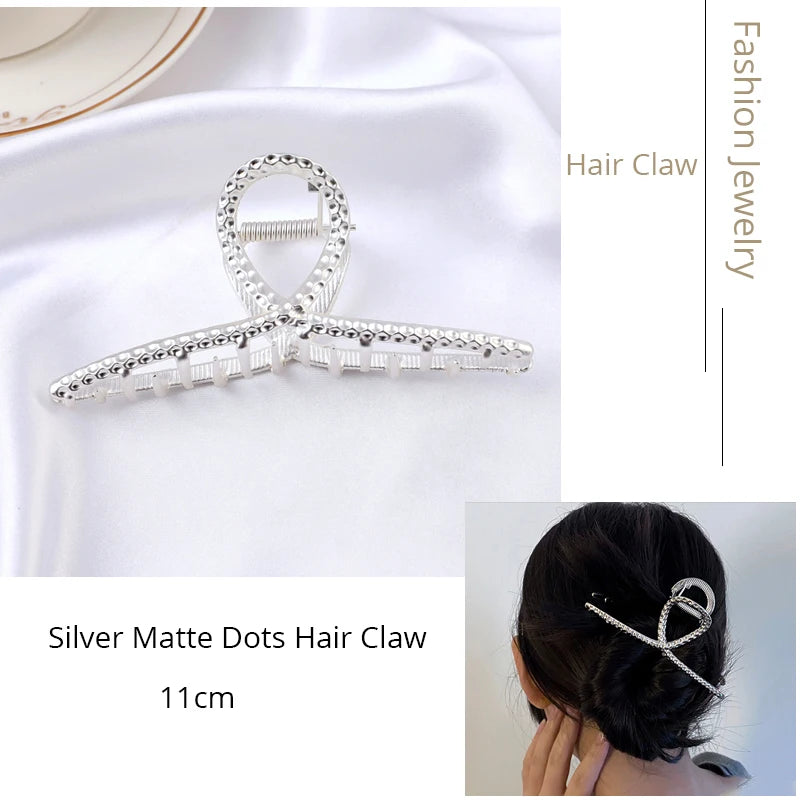 Korean Metal Geometric Hair Claw Barrettes Elegant Hair Clip Crab for Women Hollow Out Hairpin Headwear Girl Hair Accessories