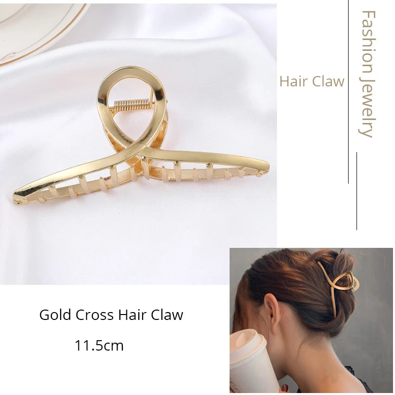 Korean Metal Geometric Hair Claw Barrettes Elegant Hair Clip Crab for Women Hollow Out Hairpin Headwear Girl Hair Accessories