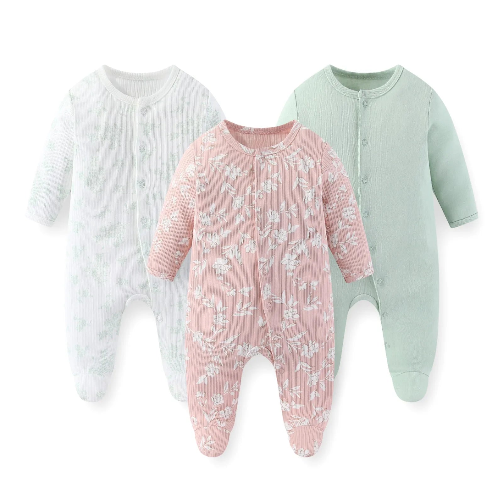 Kiddiezoom 3 Pcs/Lot Autumn Winter Unisex Fashion Long Sleeve Baby Boy Girl Romper 100%Cotton Soft Newborn Jumpsuits Clothing