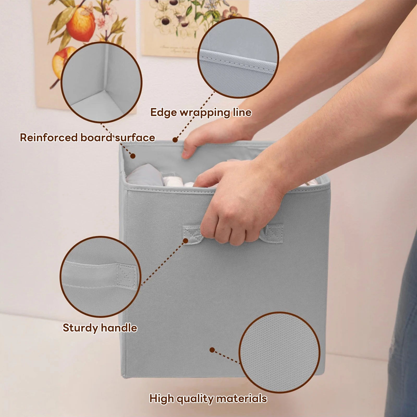 Fabric Storage Cubes,Toy Bin,Colored Storage Cube Organizer Bins,Collapsible Storage Baskets for Clothes,Books,Toys,6-Pack