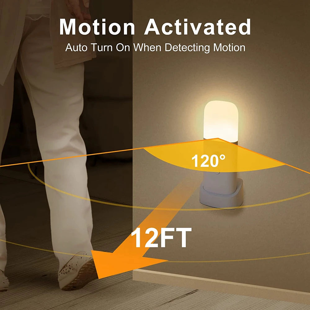 LED Motion Sensor Night Light USB Rechargeable Dimmable Portable Motion Activated Night Lamp for Kids Room Bedroom Hallway