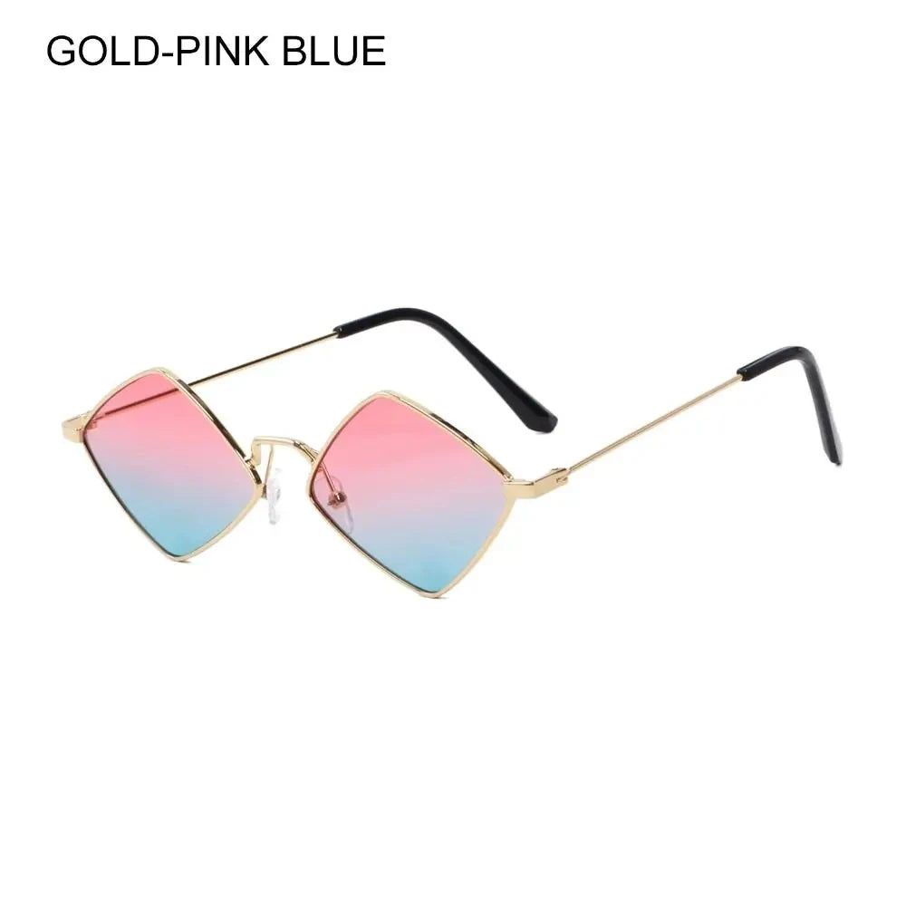 Summer Women Sunglasses Irregular Vintage Small Frame Rhombus Ladies Sunglasses Shades Retro Alloy Eyewear Black