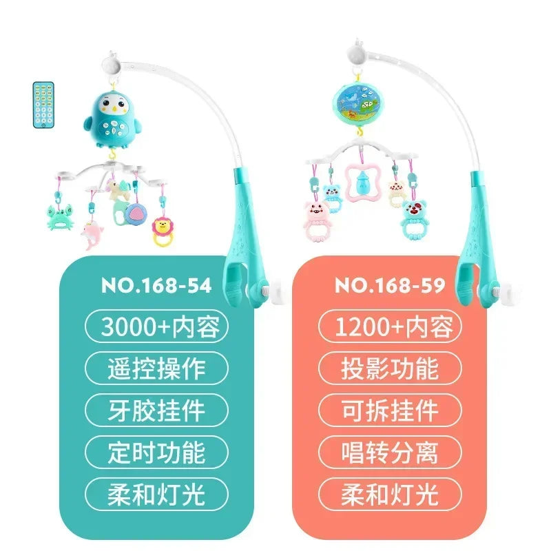 Baby Crib Mobile Rattle Toy For 0-12 Months Infant Rotating Musical Projector Night Light Bed Bell Educational For Newborn Gifts