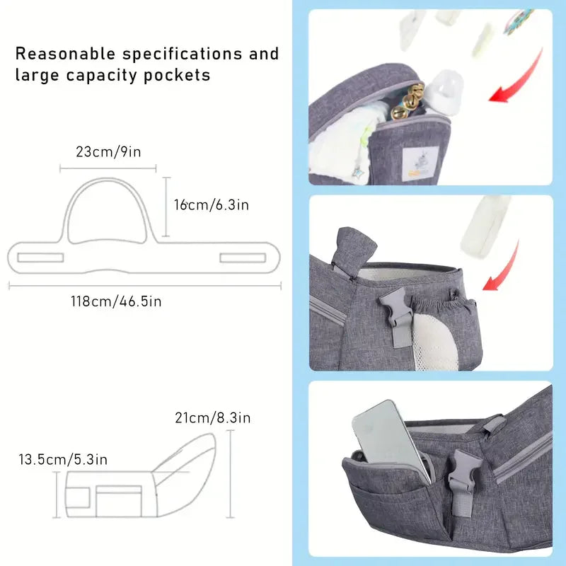 Ergonomic Baby Carrier Adjustable Waistband Ergonomic Lightweight Collapsable Hipseat Carrier Portable Pocket