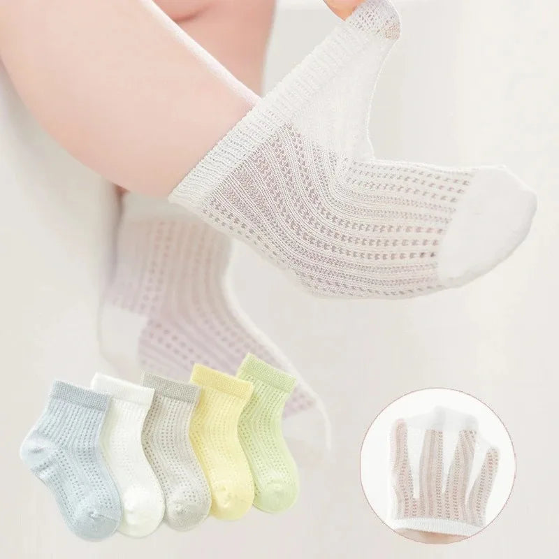 5 Pairs/lot Children Ultrathin Mesh Socks Baby Boys Girls Summer Cute Cotton Breathable Thin Soft Boat Socks Kids Socks
