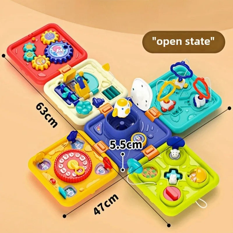 6-in-1 Kids Busy Board Cube Educational Games Creative Learning Kids Toy Shape Sorting Puzzle for Fine Motor Skills