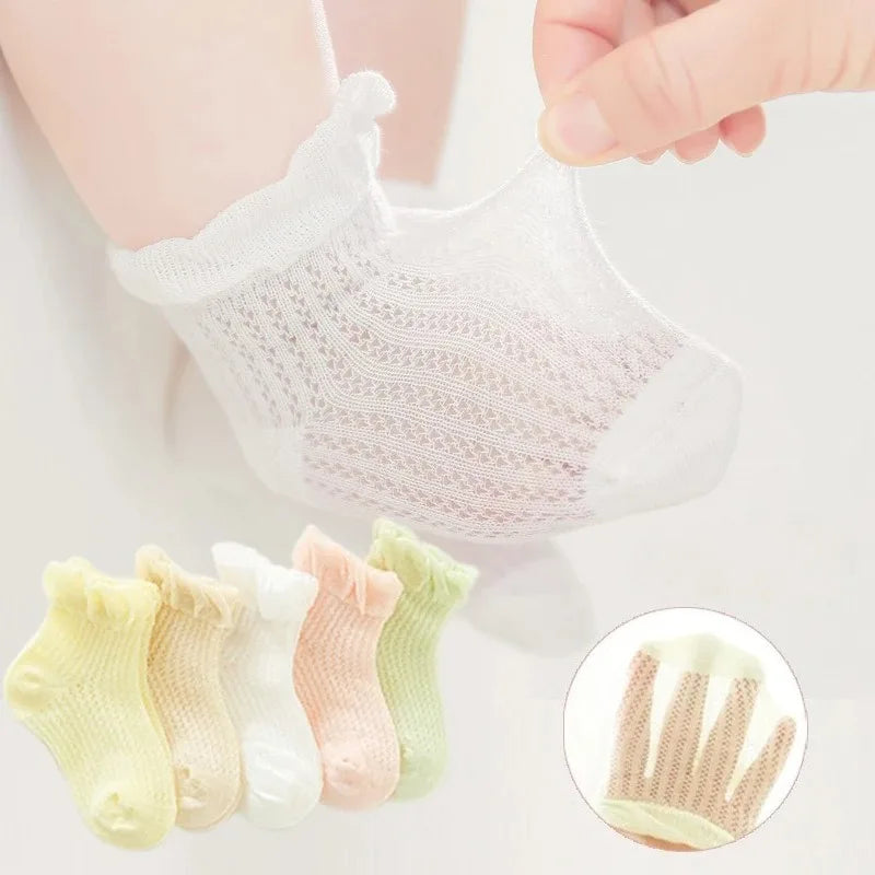 5 Pairs/lot Children Ultrathin Mesh Socks Baby Boys Girls Summer Cute Cotton Breathable Thin Soft Boat Socks Kids Socks