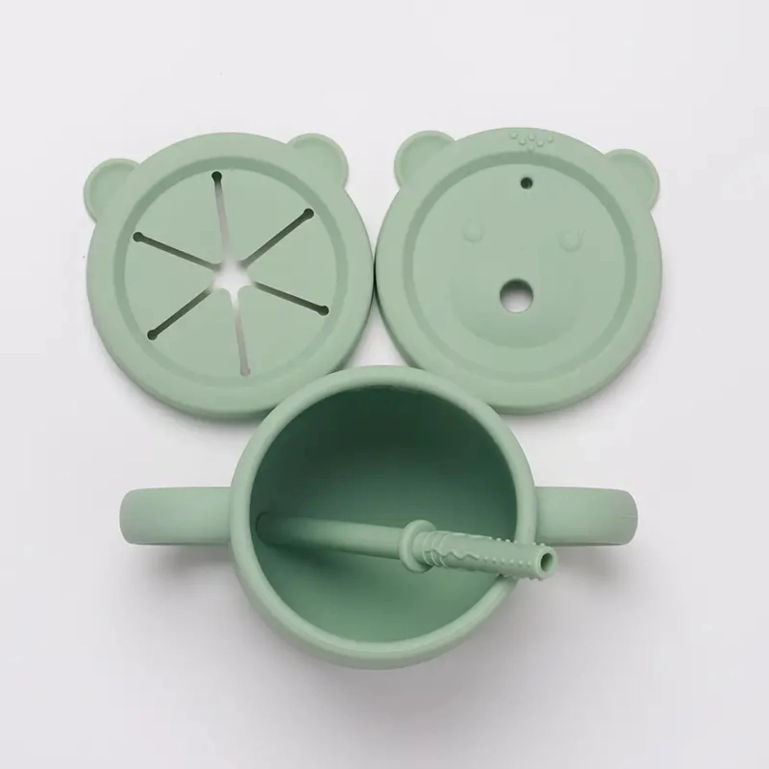 Highly Durable Kids and Babies Silicone Training Cup - Safe and Easy Sipping with Leak-proof Lids and Straw Included - Mess-free