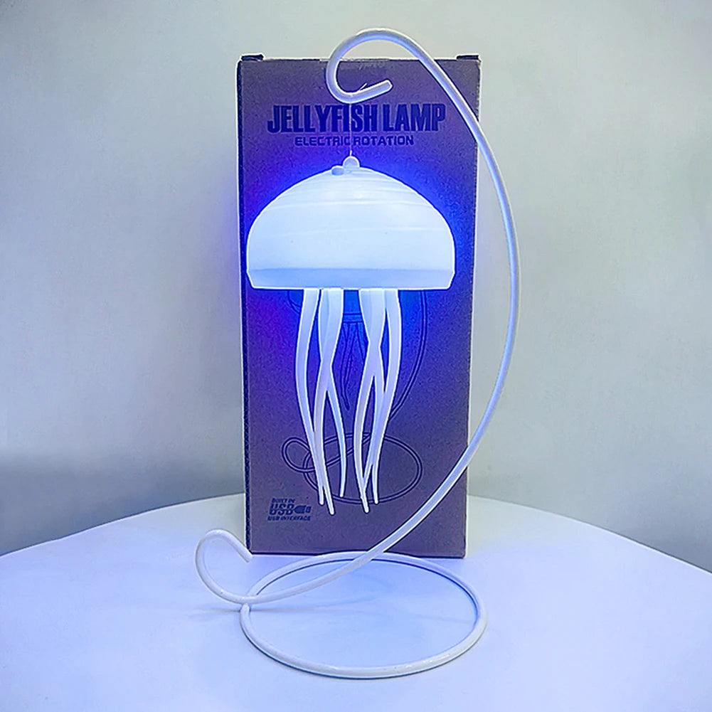 Jellyfish Night Light Dynamic Rotation Atmosphere Light USB Rechargeable Bedside Lamp Night Lamp for Home Decor