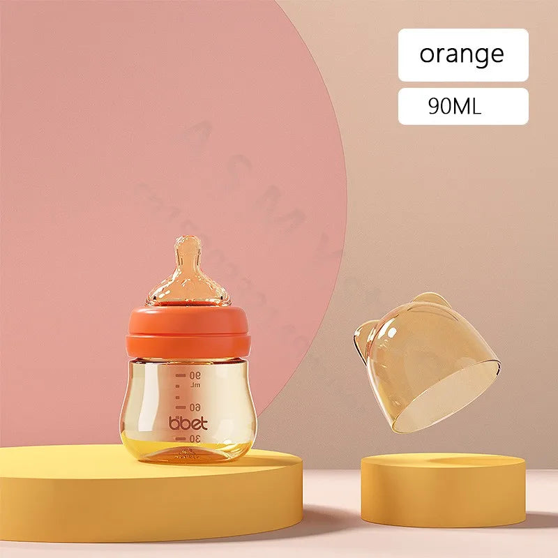 Newborn Feeding Bottle/ Baby PPSU Anti-fall Milk Bottle/ Anti-Colic Feeding Bottle/ Silicone nipple 90ML 0-3 months