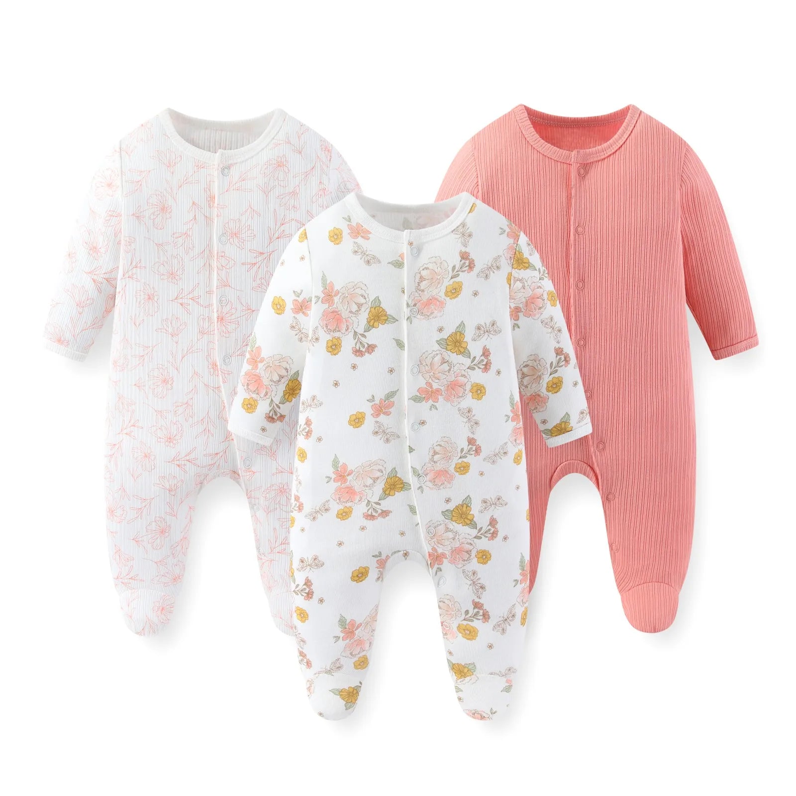 Kiddiezoom 3 Pcs/Lot Autumn Winter Unisex Fashion Long Sleeve Baby Boy Girl Romper 100%Cotton Soft Newborn Jumpsuits Clothing
