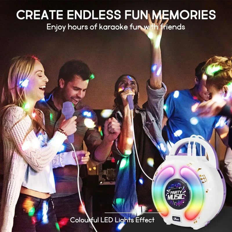 Karaoke Machine with 2 Microphones Kid Portable Karaoke Music Toy with Light Recording Voice Change Function for Girls Boys Gift