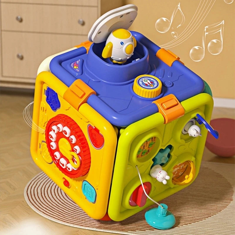 6-in-1 Kids Busy Board Cube Educational Games Creative Learning Kids Toy Shape Sorting Puzzle for Fine Motor Skills