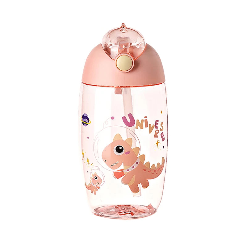 500ML Children's Water Bottle For School Portable Cartoon Dinosaur Water Cup Creative Feeding Cup With Straws And Lids Drinkware