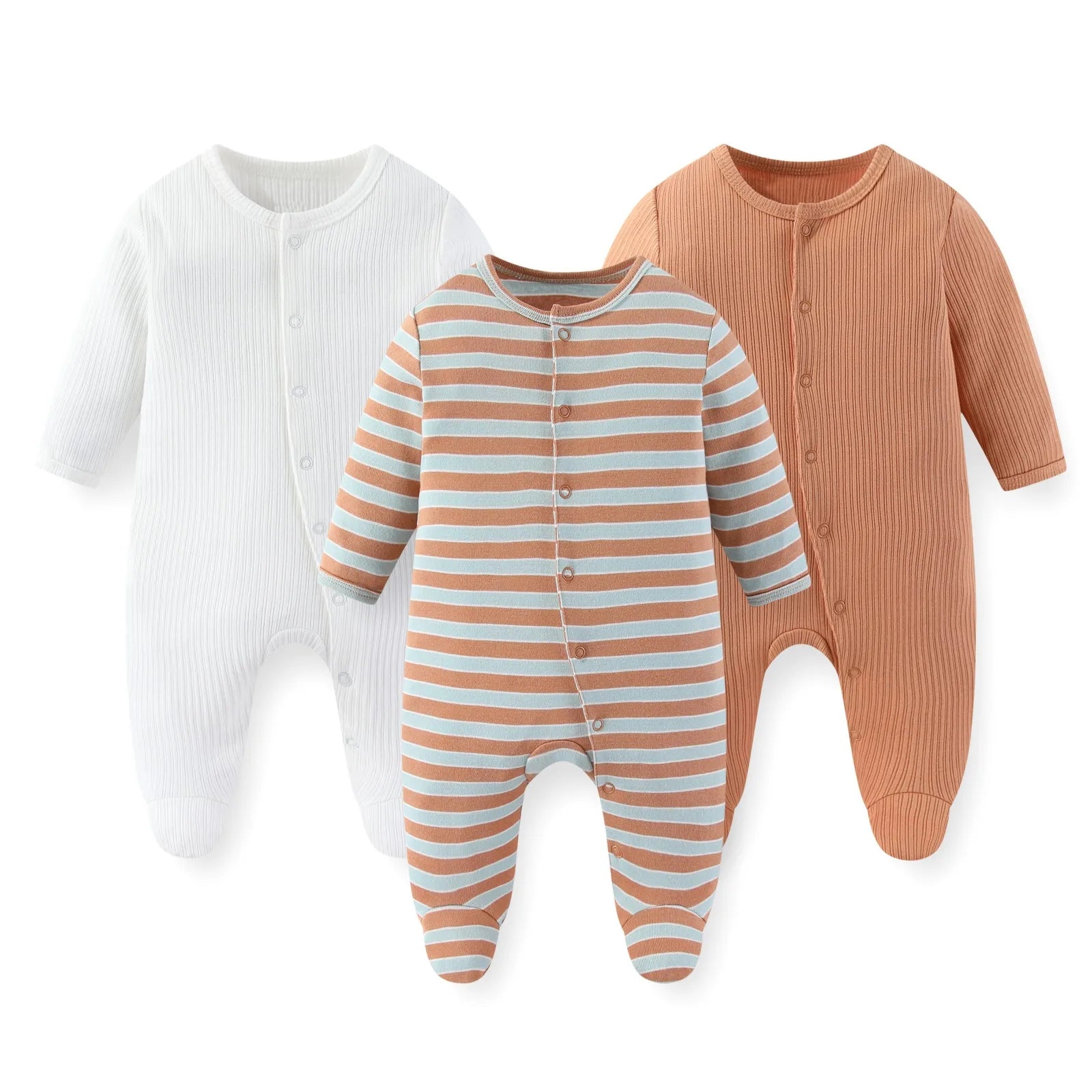 Kiddiezoom 3 Pcs/Lot Autumn Winter Unisex Fashion Long Sleeve Baby Boy Girl Romper 100%Cotton Soft Newborn Jumpsuits Clothing