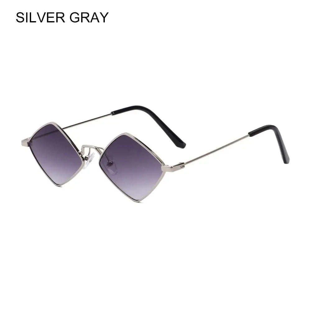 Summer Women Sunglasses Irregular Vintage Small Frame Rhombus Ladies Sunglasses Shades Retro Alloy Eyewear Black