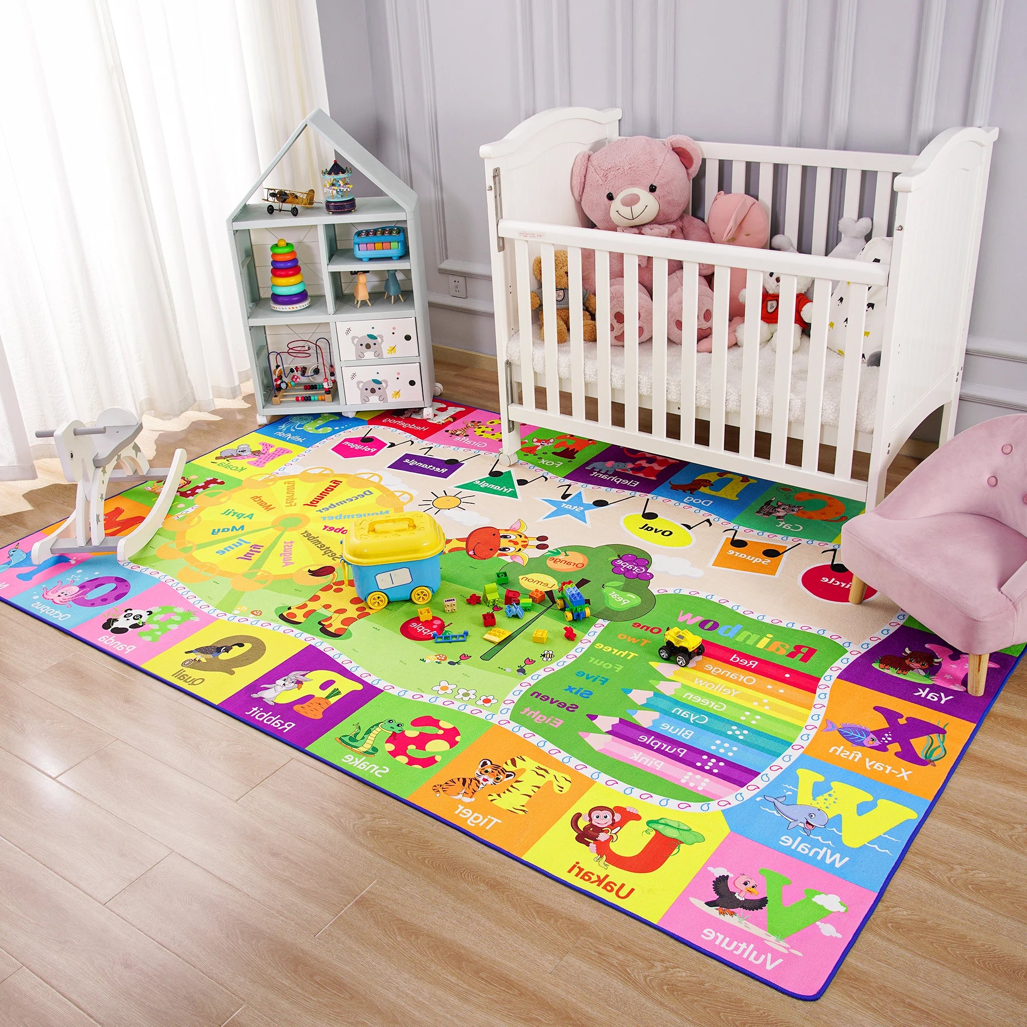 Large Children's Play Mat Children's Bedroom Giraffe Animal Carpet Boys Kindergarten Room Decorative Carpet Letters Carpet