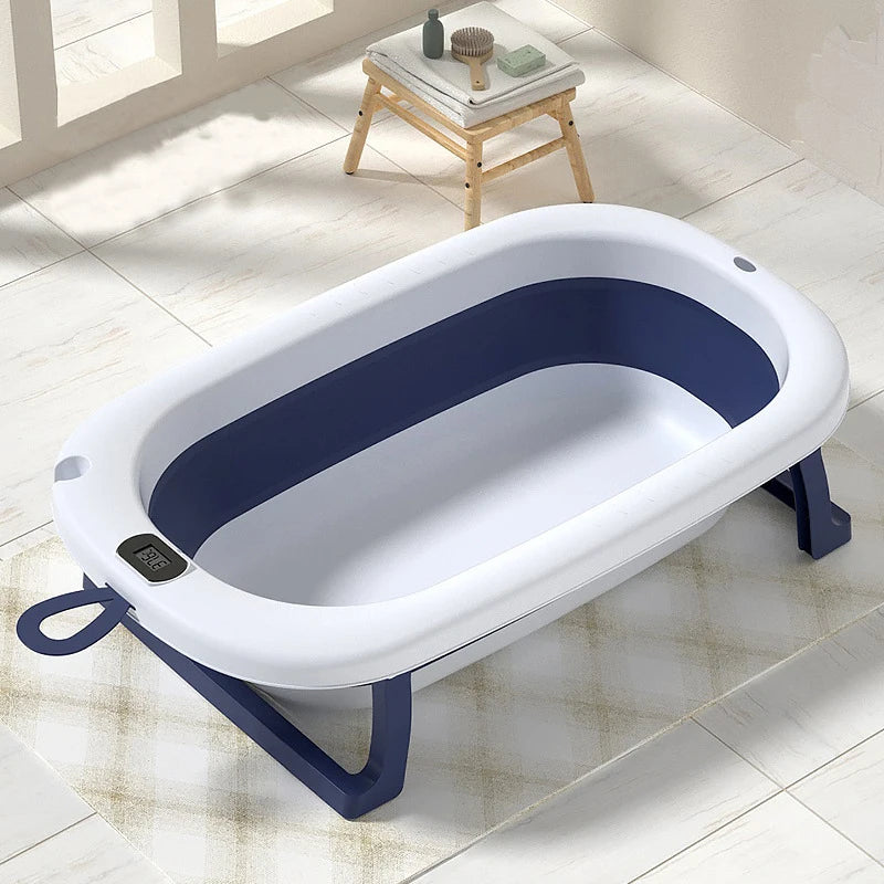 Real-time Temperature Folding Silicone Baby Take A Bath Bathtub Non-Slip Foot Bath Bucket Folding Bathroom With Temperature Sens