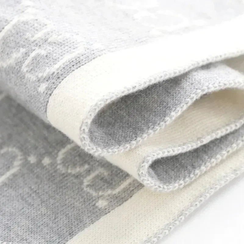 1set Baby Blanket & Swaddling Thick Knit Jacquard Soft Skin Outdoor Windproof Warm Hat Baby Stroller Air Conditioning Cotton