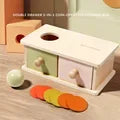 Montessori Wooden Multifunction Toys Color Spinning Coin Box Wooden Toys Children Puzzle Sensory Early Education Game Toys Gift
