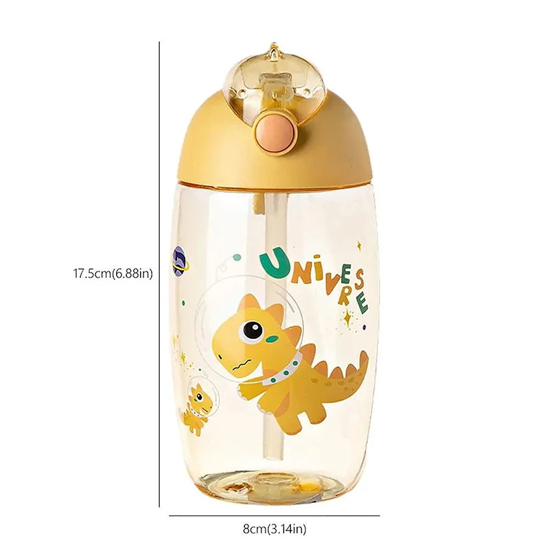 500ML Children's Water Bottle For School Portable Cartoon Dinosaur Water Cup Creative Feeding Cup With Straws And Lids Drinkware