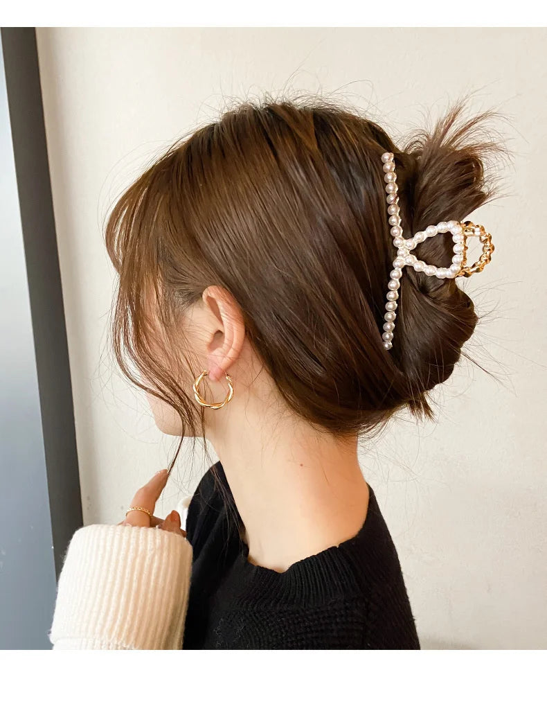 Korean Metal Geometric Hair Claw Barrettes Elegant Hair Clip Crab for Women Hollow Out Hairpin Headwear Girl Hair Accessories