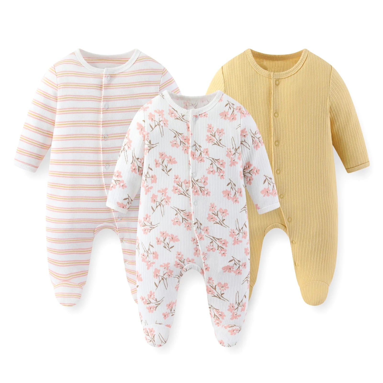 Kiddiezoom 3 Pcs/Lot Autumn Winter Unisex Fashion Long Sleeve Baby Boy Girl Romper 100%Cotton Soft Newborn Jumpsuits Clothing