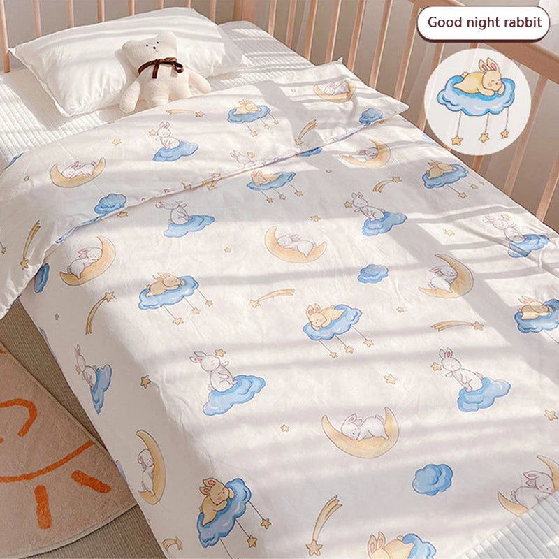 Cute Cartoon Newborn Baby Cot Duvet Cover Case Infant Toddlers Cotton Quilt Cover Duvet Case Children Beddings Set DF20