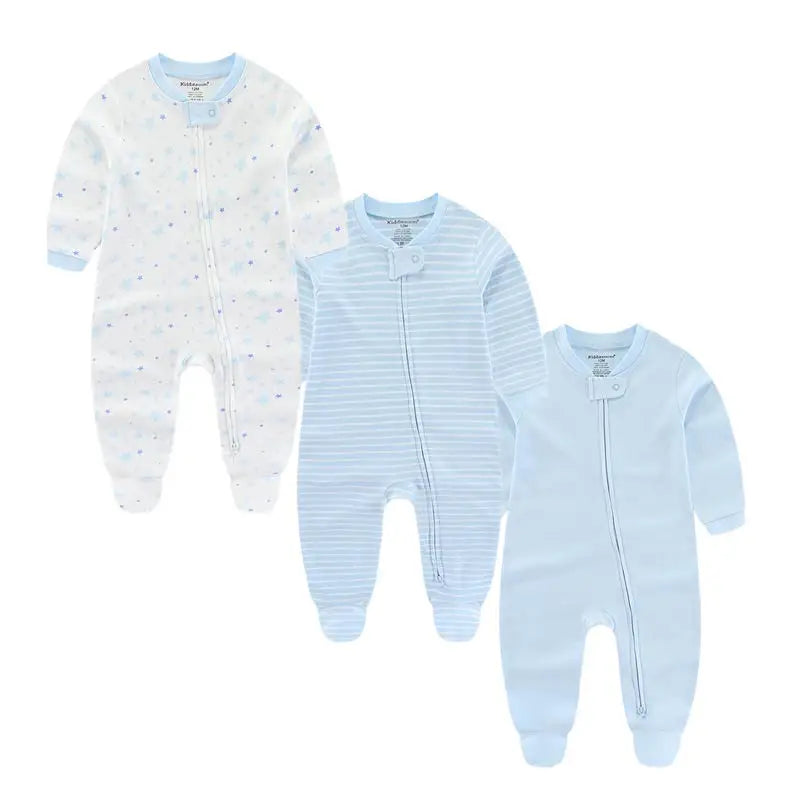 Kiddiezoom 3 Pcs/Lot Autumn Winter Unisex Fashion Long Sleeve Baby Boy Girl Romper 100%Cotton Soft Newborn Jumpsuits Clothing