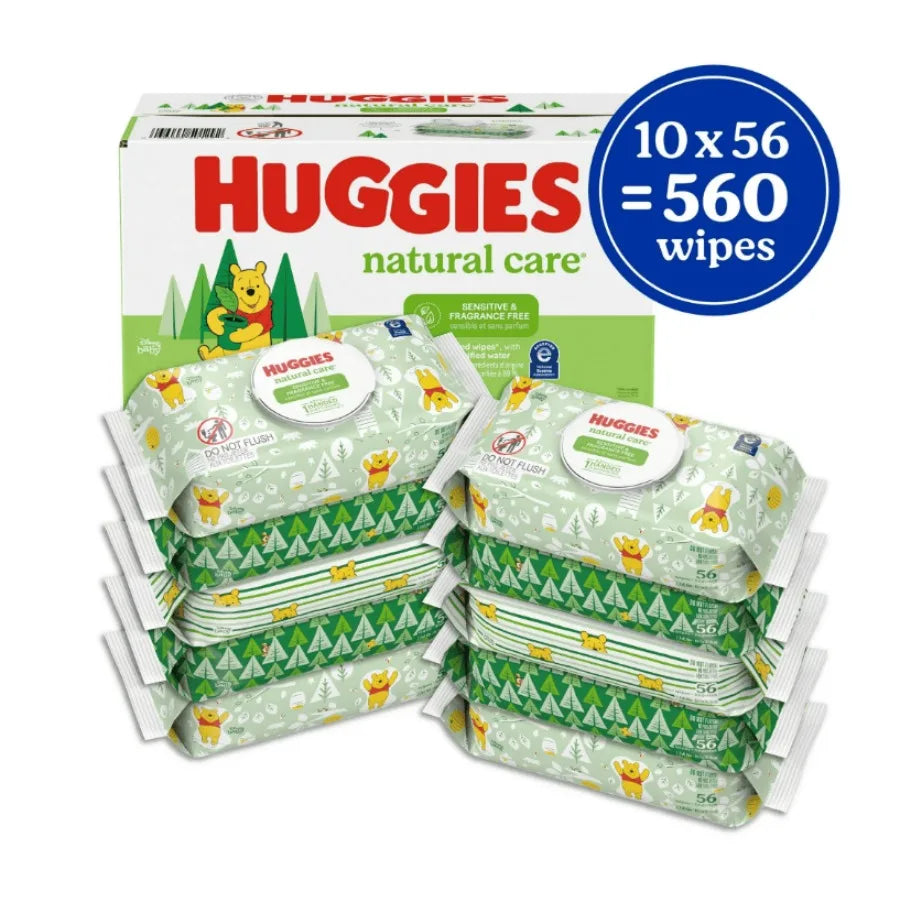 Huggies Natural Care Sensitive Baby Wipes Unscented 10 Pack 560 Total Ct