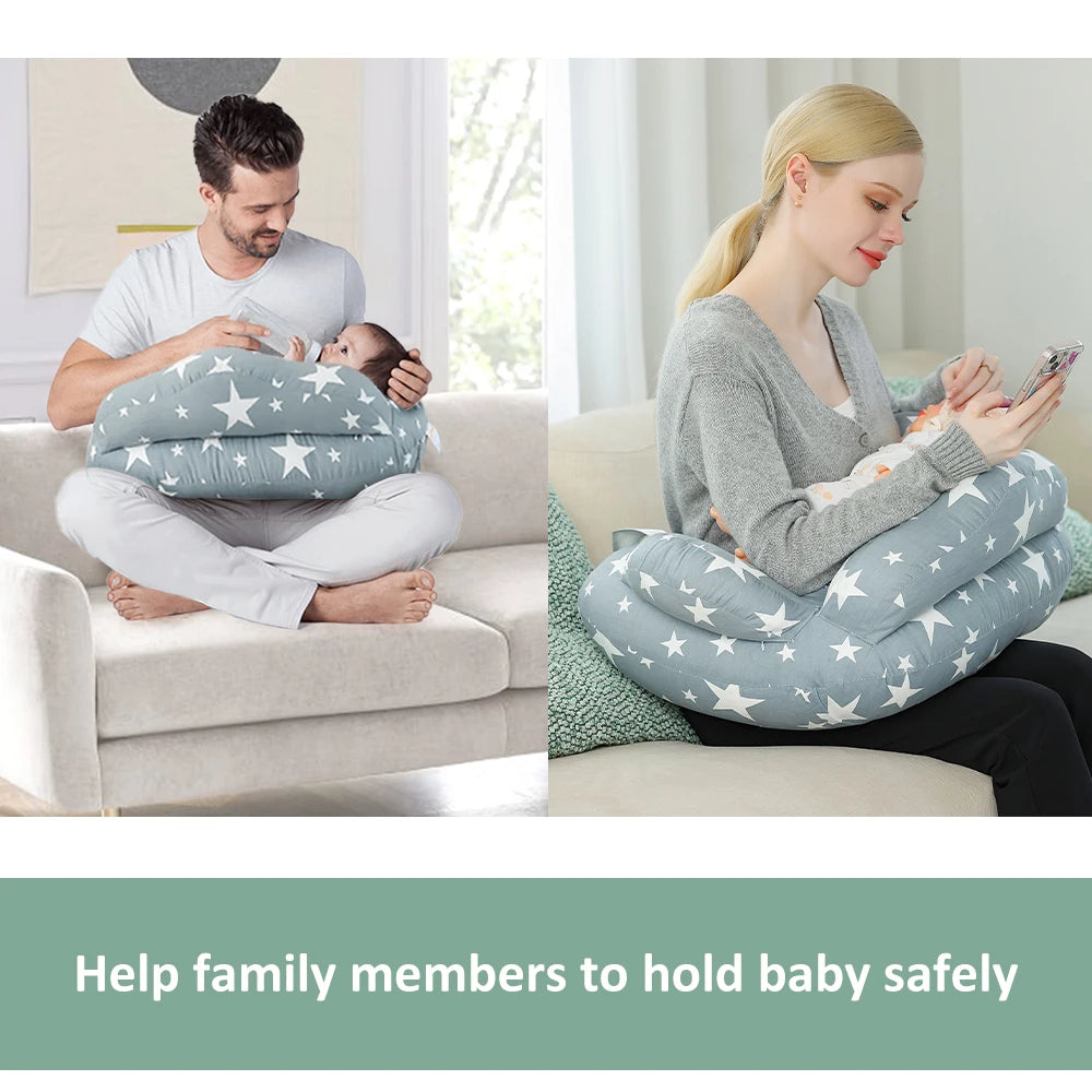 Adjustable Nursing Pillow for Breastfeeding, Breast Feeding Pillow Bottle Feeding Support for Mom and Baby, Removable Cover