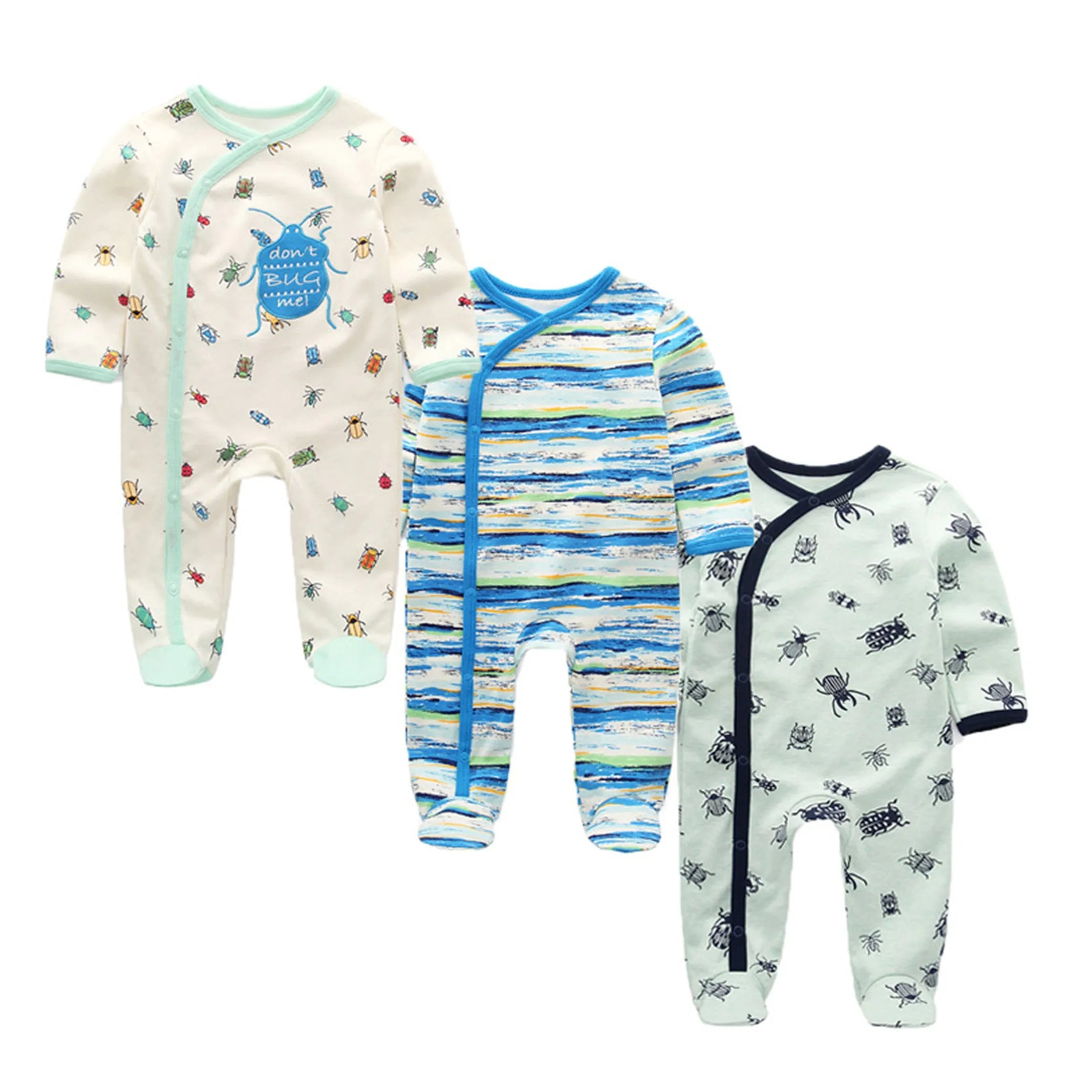 Kiddiezoom 3 Pcs/Lot Autumn Winter Unisex Fashion Long Sleeve Baby Boy Girl Romper 100%Cotton Soft Newborn Jumpsuits Clothing