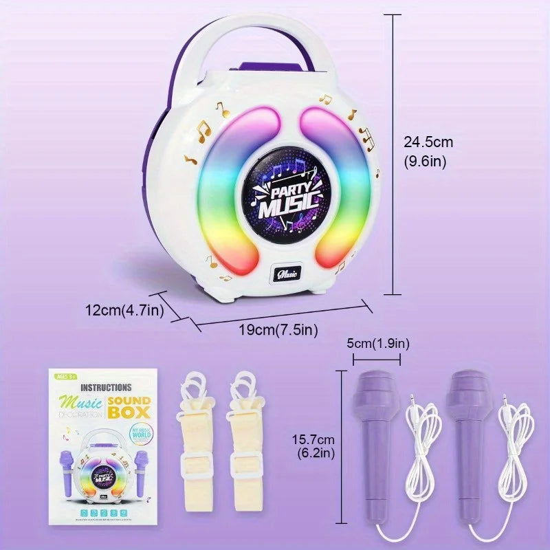 Karaoke Machine with 2 Microphones Kid Portable Karaoke Music Toy with Light Recording Voice Change Function for Girls Boys Gift