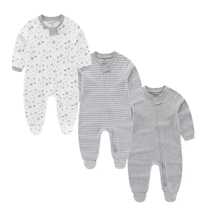 Kiddiezoom 3 Pcs/Lot Autumn Winter Unisex Fashion Long Sleeve Baby Boy Girl Romper 100%Cotton Soft Newborn Jumpsuits Clothing