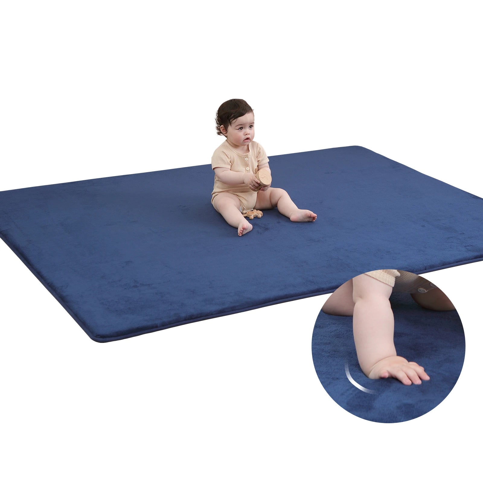 Gray Memory Foam Baby Play Mat for Playpen Thick Large Crawling Mat for Floor Soft Velvet Non-Slip for Kids Playroom Mat Rug