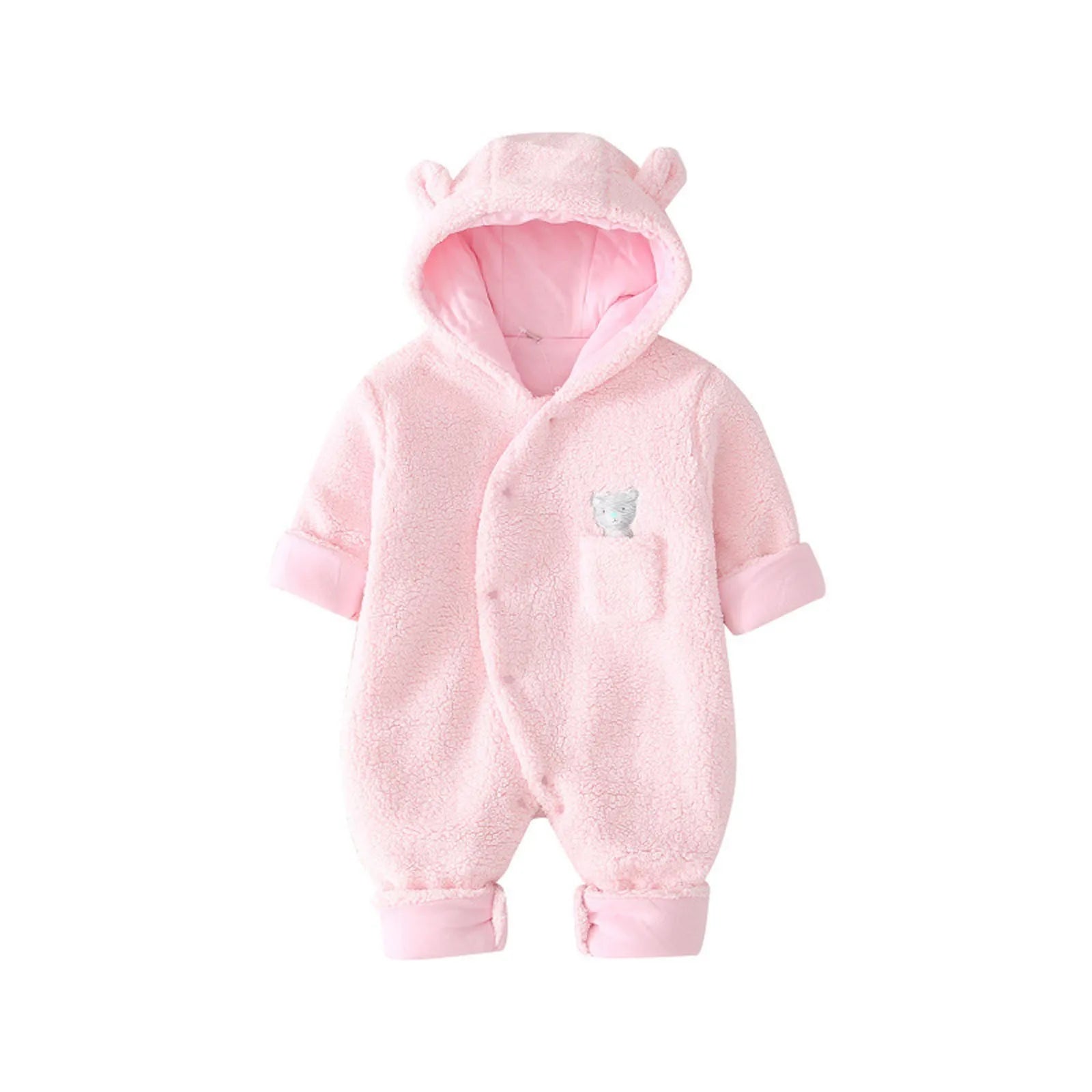 Baby Winter Clothes Jumpsuit Cotton Coat With Thick Velvet For Both Male And Female Babies Foot Baby Girl Romper 12-18 Months