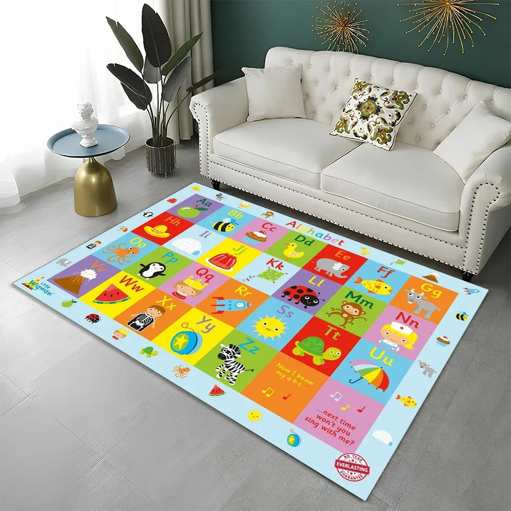ABC Early Education Cartoon Kids Playroom Alphabet Children Crawling Area Rug,Carpet for Living Room Bedroom Sofa,Non-slip Mat