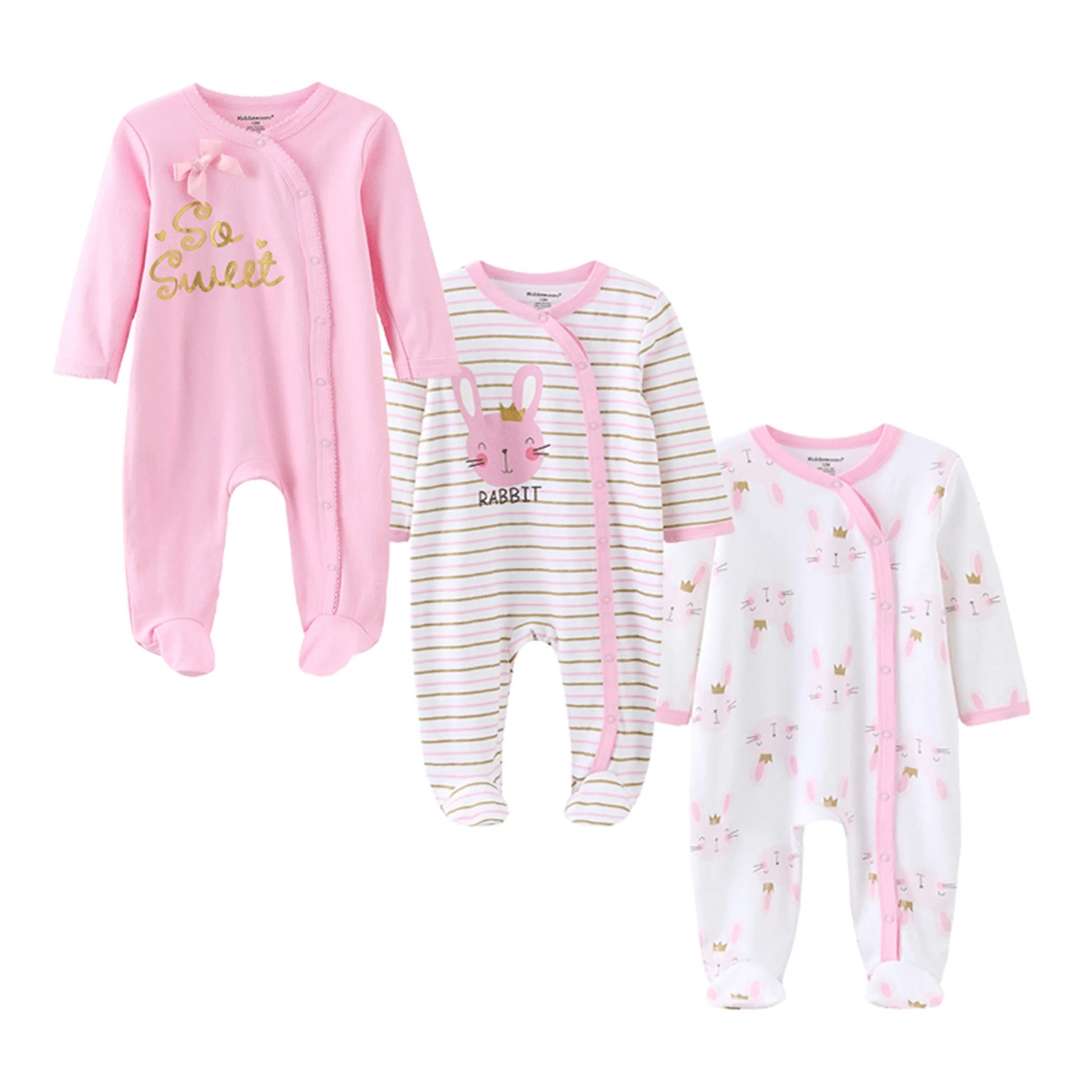 Kiddiezoom 3 Pcs/Lot Autumn Winter Unisex Fashion Long Sleeve Baby Boy Girl Romper 100%Cotton Soft Newborn Jumpsuits Clothing