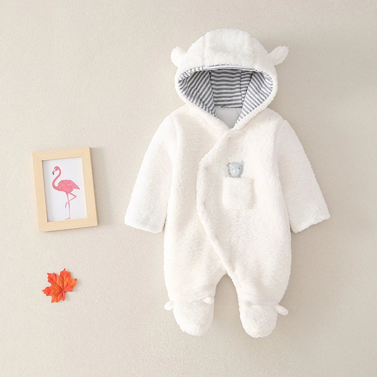 Baby Winter Clothes Jumpsuit Cotton Coat With Thick Velvet For Both Male And Female Babies Foot Baby Girl Romper 12-18 Months